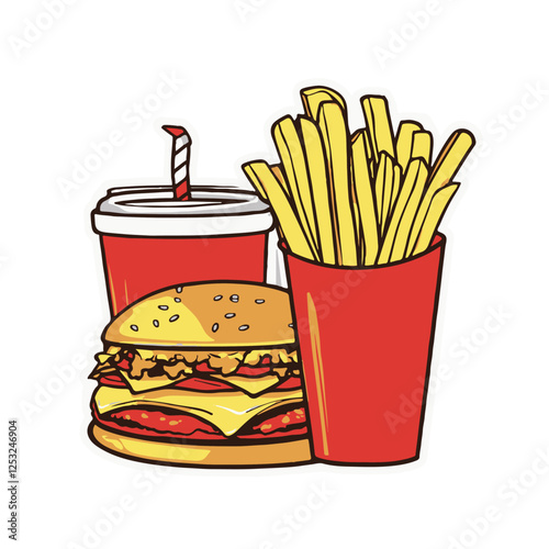 fast food clipart hamburger and fries with drink
