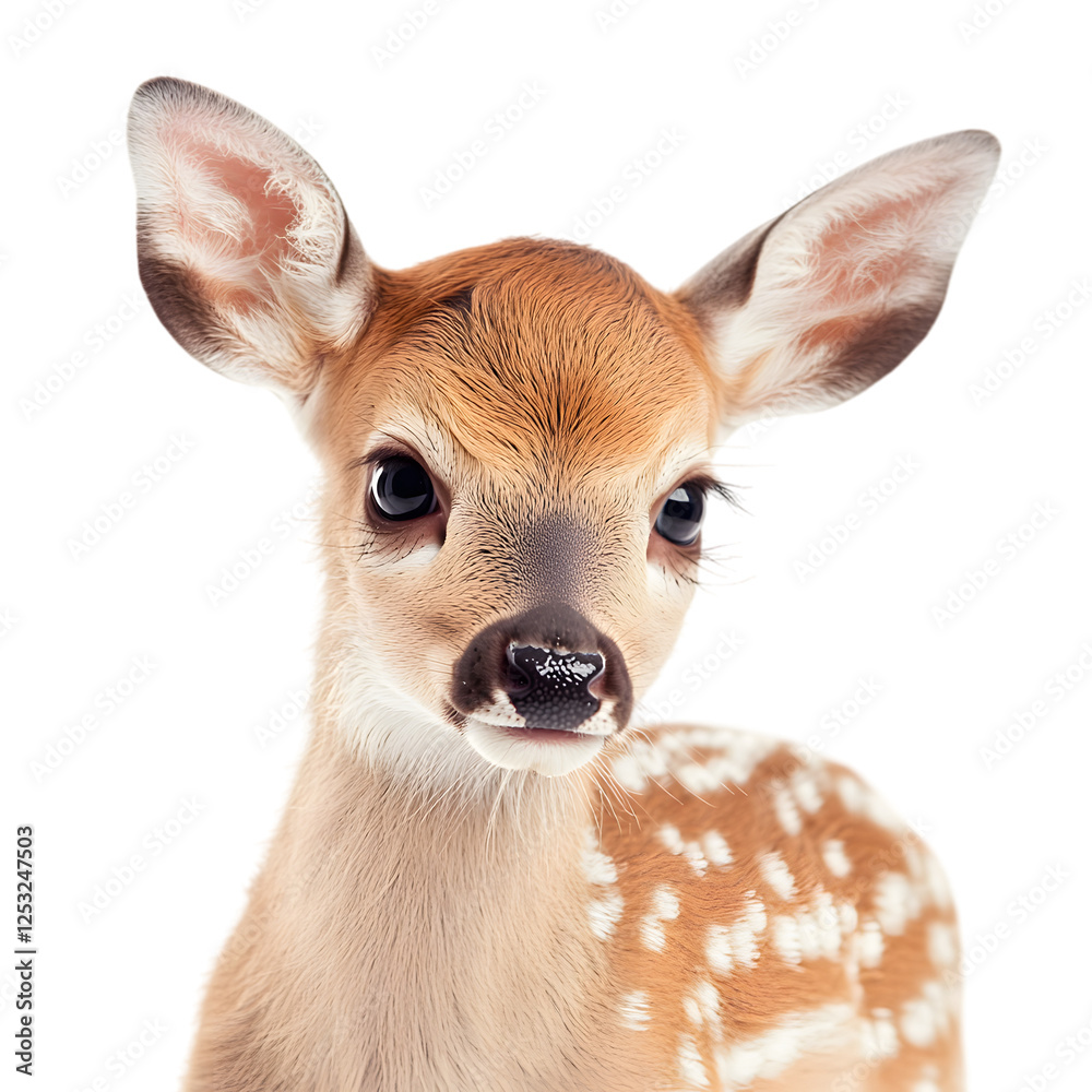 Charming Deer with Gentle Features on Isolated White Background (PNG) Charming Deer with Gentle Features on Isolated White Background (PNG)
