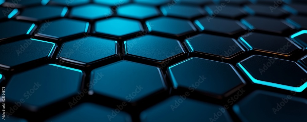 A close-up view of a hexagonal pattern with a glowing blue hue, showcasing a modern, sleek design often associated with technology. A close-up view of a hexagonal pattern with a glowing blue hue, showcasing a modern, sleek design often associated with technology.