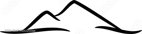 black and white vector mountain icon image. Isolated background
