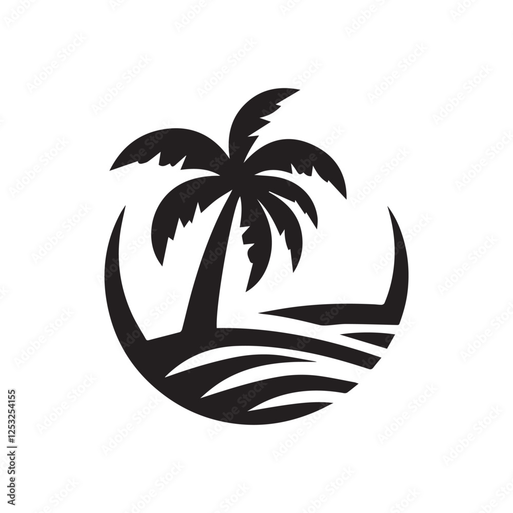 Obraz premium palm trees silhouette Vector on white 