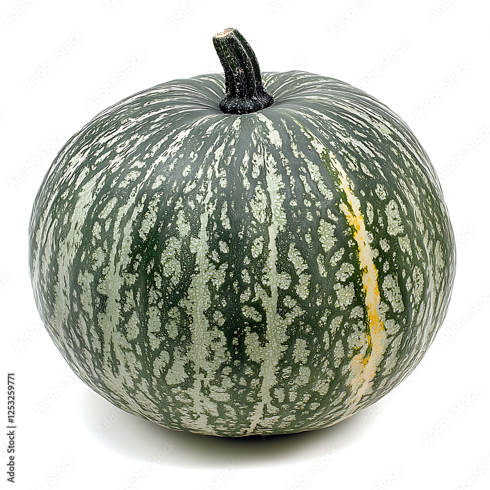 Vibrant Green and Cream Pumpkin Isolated on White Vibrant Green and Cream Pumpkin Isolated on White