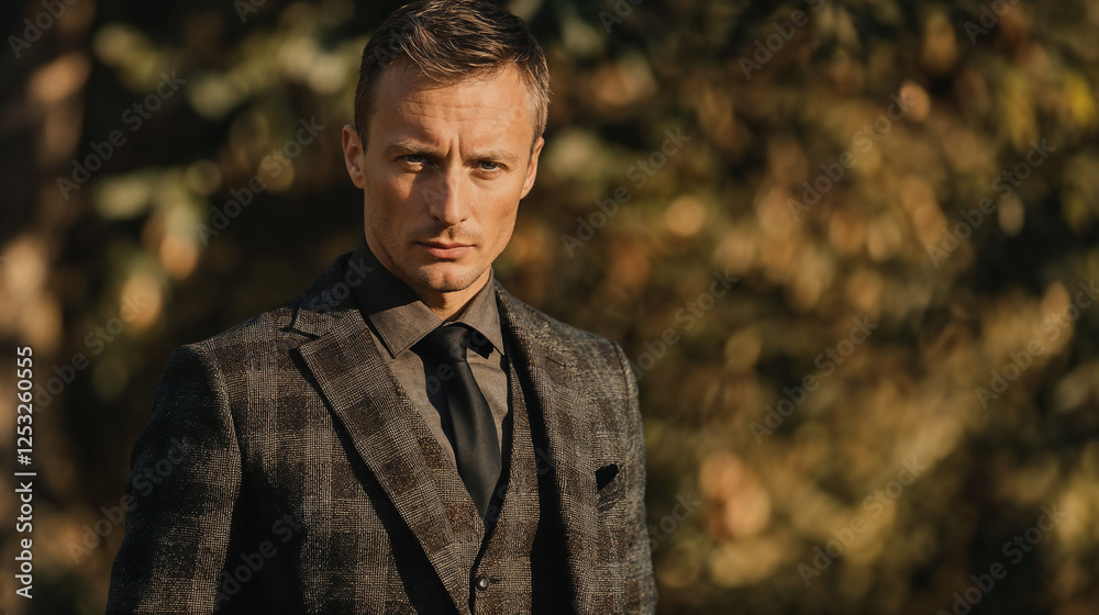 Fototapeta premium Portrait of a handsome man in suit. 