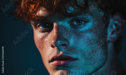 Captivating Portrait of a Young Individual Highlighting Intense Expressions and Unique Features with Striking Lighting Techniques for a Dramatic Effect