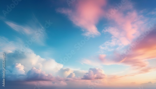 this image shows a dreamy abstract sky with clouds in soft pastel colors creating a tranquil and peaceful visual experience that evokes a sense of calm and serenity