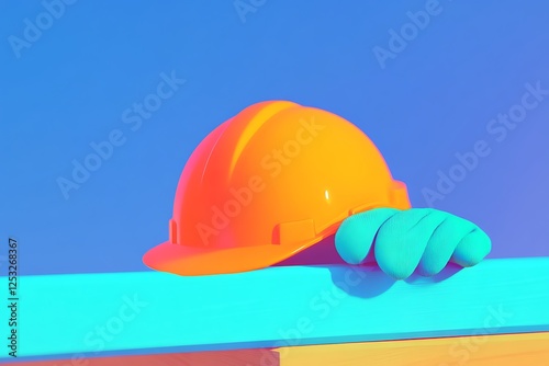 Vibrant Construction Safety Helmet Illustration photo