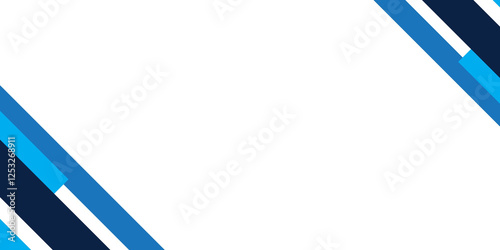 A blue and white striped background with a white border