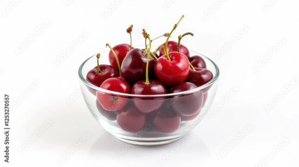 Fresh Cherries in a Transparent Bowl Fresh Cherries in a Transparent Bowl