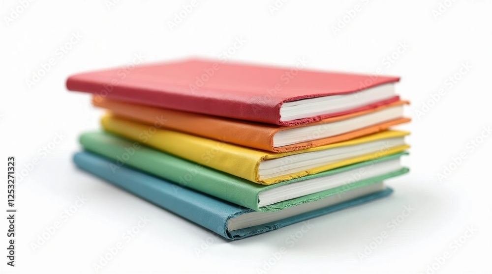 Stack of Colorful Notebooks Isolated on White Background