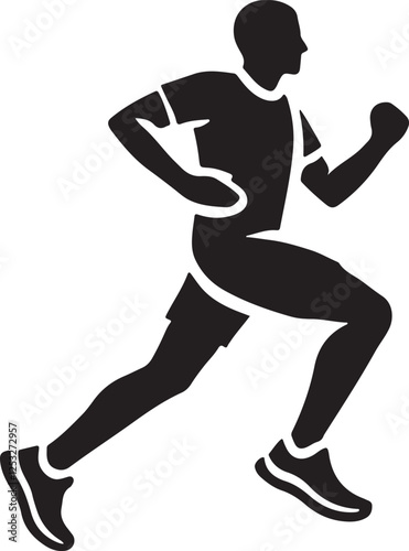 Silhouette vector of a jogging person in motion, ideal for fitness, sports, health, and exercise designs. Perfect for icons, logos, and workout graphics.