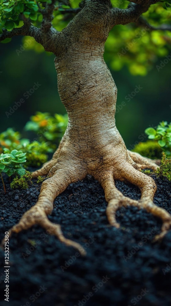 Closeup Bonsai Tree Roots And Trunk Closeup Bonsai Tree Roots And Trunk