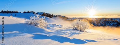 Snowy Sunrise Mountaintop Landscape photo