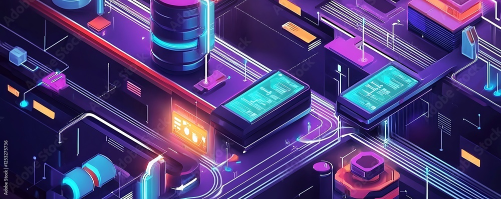Obraz premium Automation software process concept with futuristic business system designs