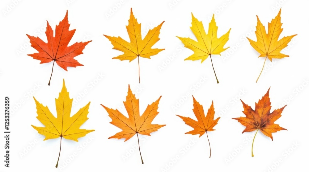 Isolated Autumn Maple Leaves on White Background Isolated Autumn Maple Leaves on White Background