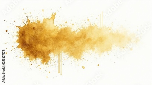 Golden Ink Splash on White Background