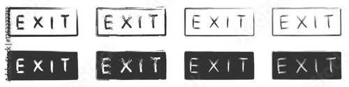 Set of exit signs in brush typography.