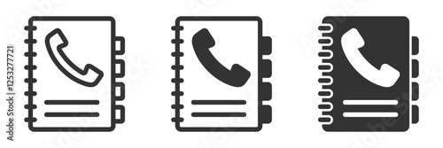 Set of phonebook designs in bold lines.