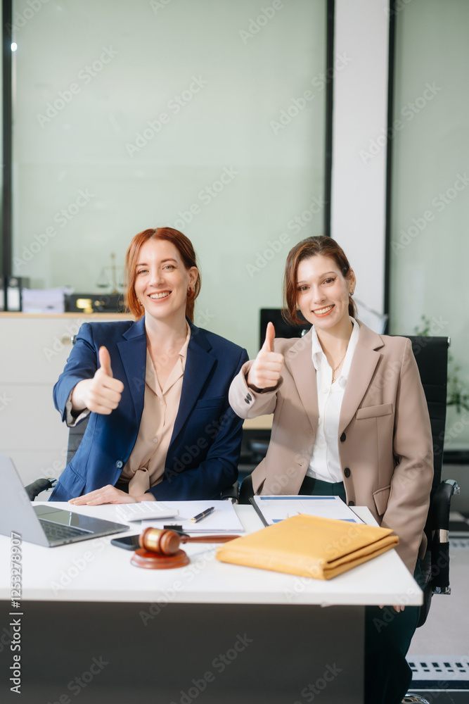 Professional female lawyers consulting on legal cases in a modern office. Perfect for law, business, justice Professional female lawyers consulting on legal cases in a modern office. Perfect for law, business, justice