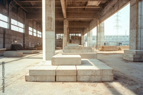 Empty Industrial Building Under Construction photo