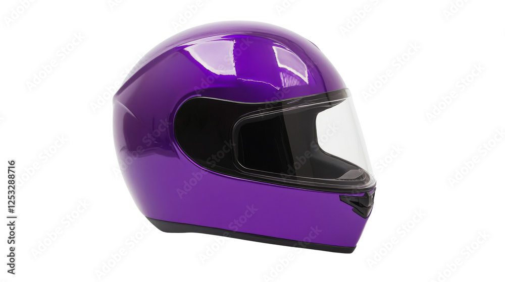 Fototapeta premium Purple motorcycle helmet isolated on transparent background