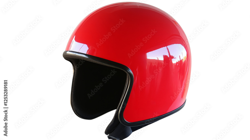 Red motorcycle helmet isolated on transparent background
