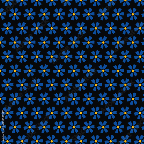 seamless pattern with blue flowers