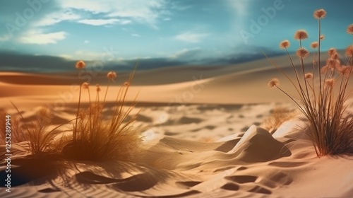 Abstract background featuring a dreamy desert landscape.