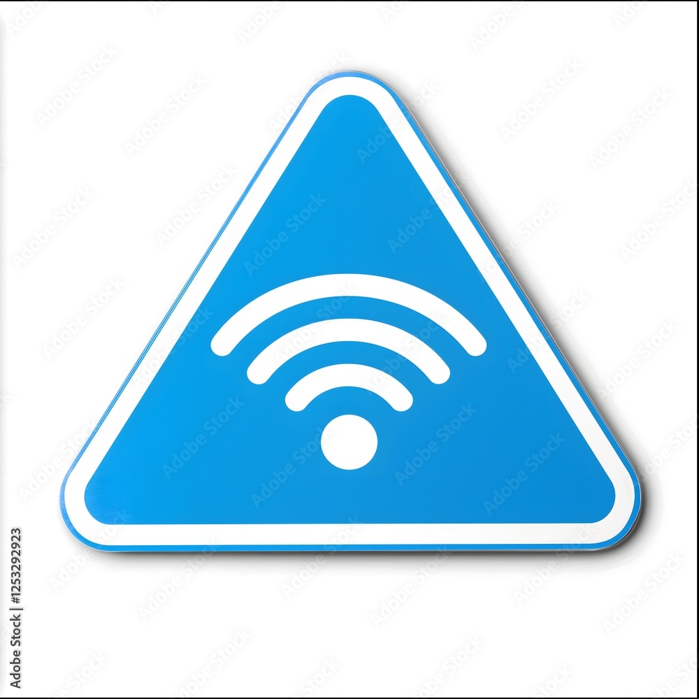Modern WiFi Connection Signal Icon Decal for Technology and Network Areas, Blue Triangular Internet Access Sticker for Business and Public Space Communication Signs Modern WiFi Connection Signal Icon Decal for Technology and Network Areas, Blue Triangular Internet Access Sticker for Business and Public Space Communication Signs