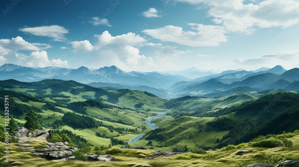 Obraz premium Abstract background featuring a serene mountain landscape.