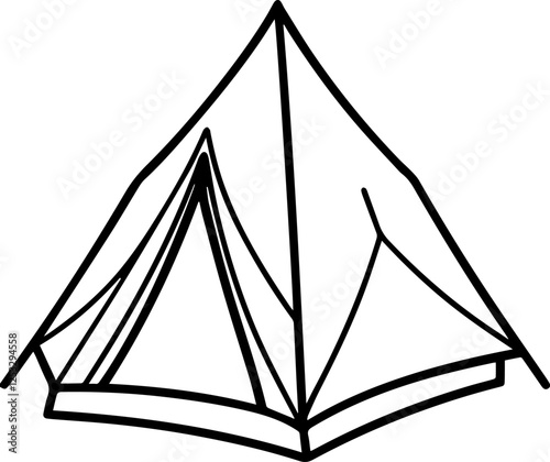 Line Art Illustration of a Camping Tent for Coloring Book – Digital Drawing