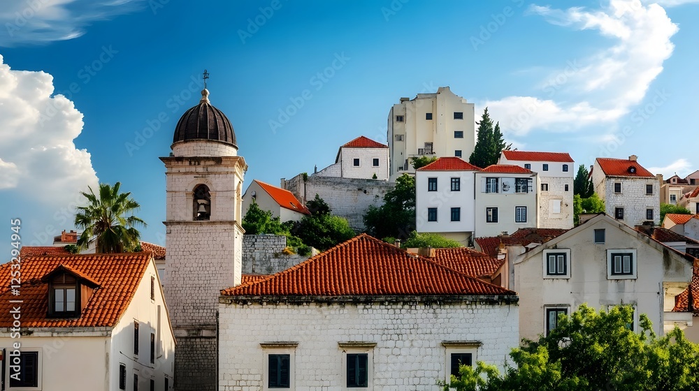 Picturesque Mediterranean Cityscape with Blend of Historic and Modern Architecture Picturesque Mediterranean Cityscape with Blend of Historic and Modern Architecture