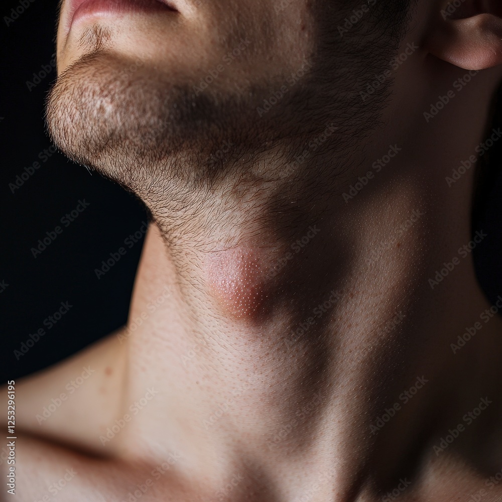Naklejka premium Close-Up Portrait of Man with Beard Against Dark Background