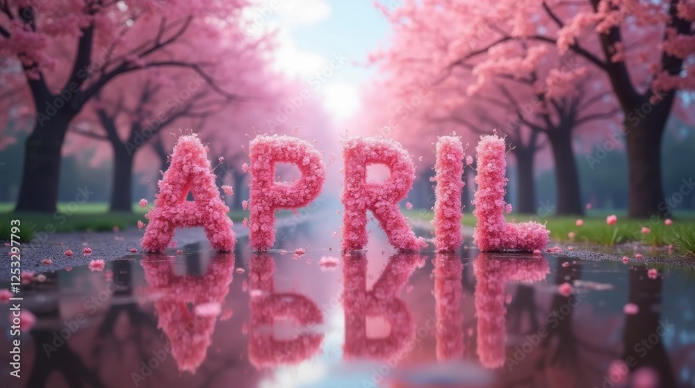 Fototapeta premium Holographic April Text Effect