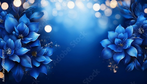 elegant royal blue flower border bokeh photography floral frame blue flower background luxury floral design premium blue blooms