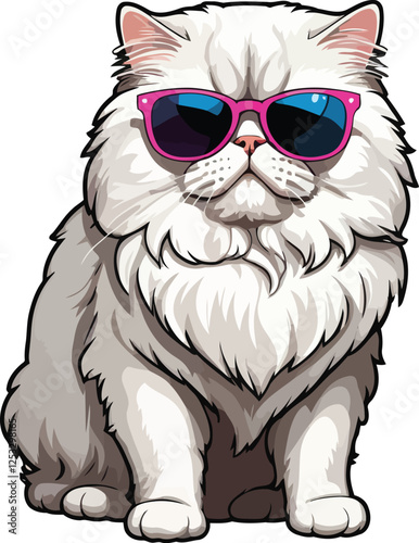Majestic Persian Cat Sitting Pose with sunglass Ideal for Animal Lovers