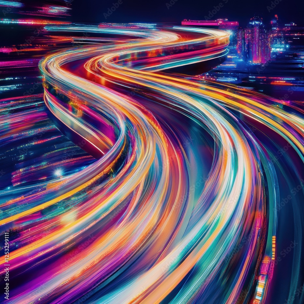 Cityscape night road, light trails, abstract motion, speed Cityscape night road, light trails, abstract motion, speed