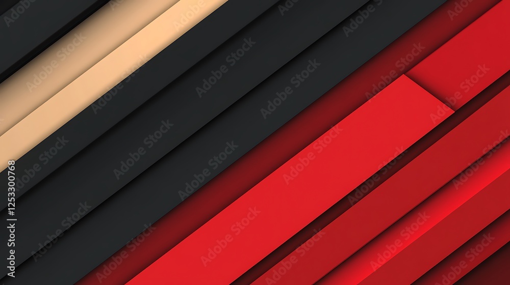 Obraz premium Abstract Diagonal Stripes Red Black Beige Design