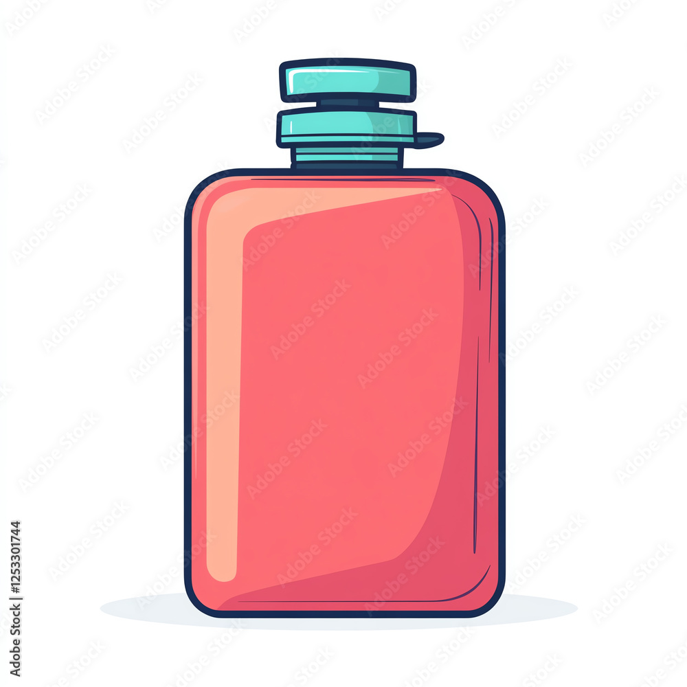 A simple, modern illustration of a bright pink beverage bottle with a mint green cap, emphasizing a sleek and stylish design for any health-related or lifestyle project. A simple, modern illustration of a bright pink beverage bottle with a mint green cap, emphasizing a sleek and stylish design for any health-related or lifestyle project.