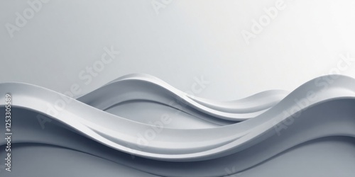 Abstract White Waveforms Smooth, Elegant Curves on a Light Gray Background for Modern Design Projects