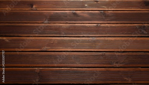 closeup of dark brown rustic wooden planks arranged horizontally