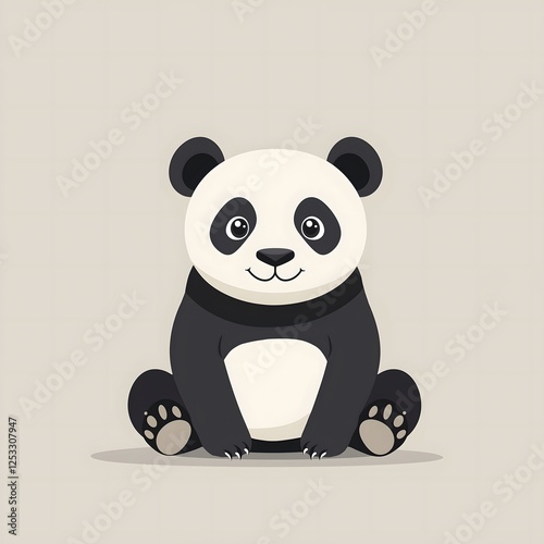 Cute Panda Character Decal Modern Animal Illustration Asian Design Wall Sticker Perfect for Kids Room Decoration Simple Style Vinyl Art Wildlife Pattern photo