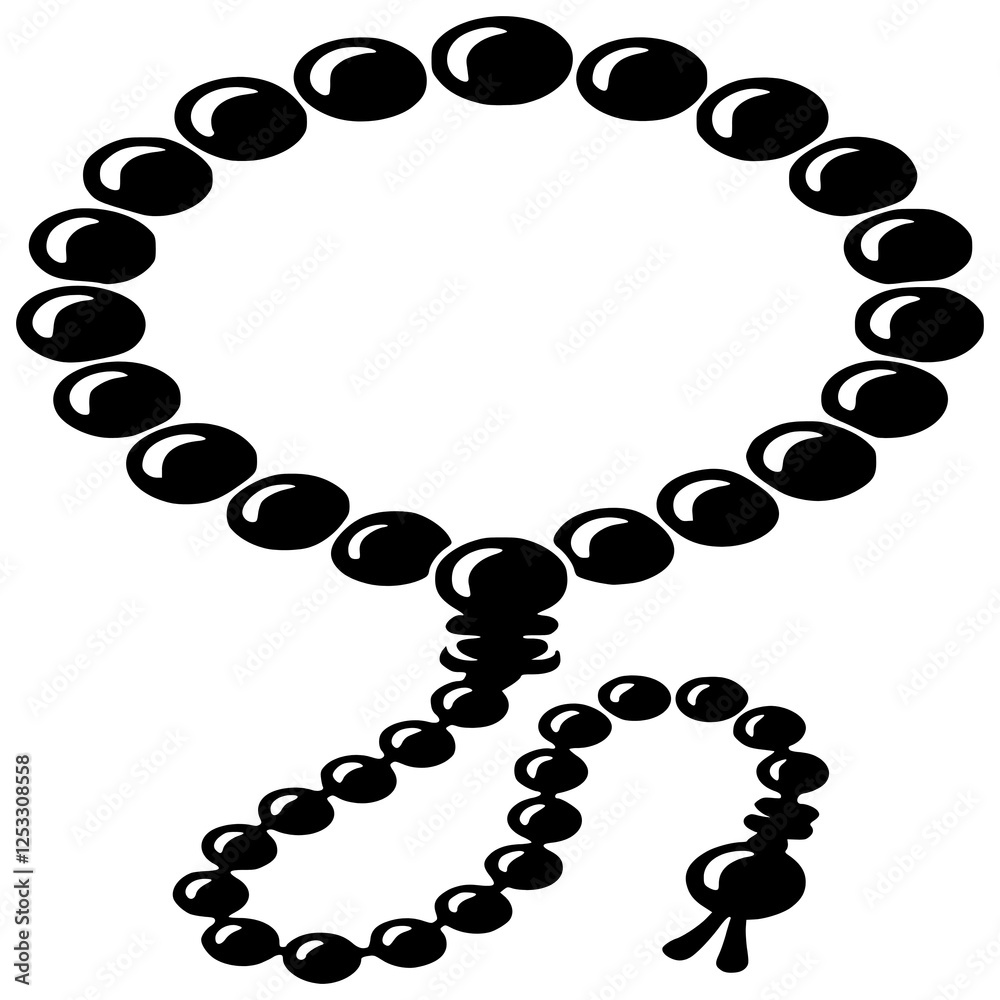 Obraz premium Prayer Beads Icon: A simple, elegant illustration of prayer beads, perfect for religious or spiritual themed designs. The black and white silhouette is versatile and easily adaptable.