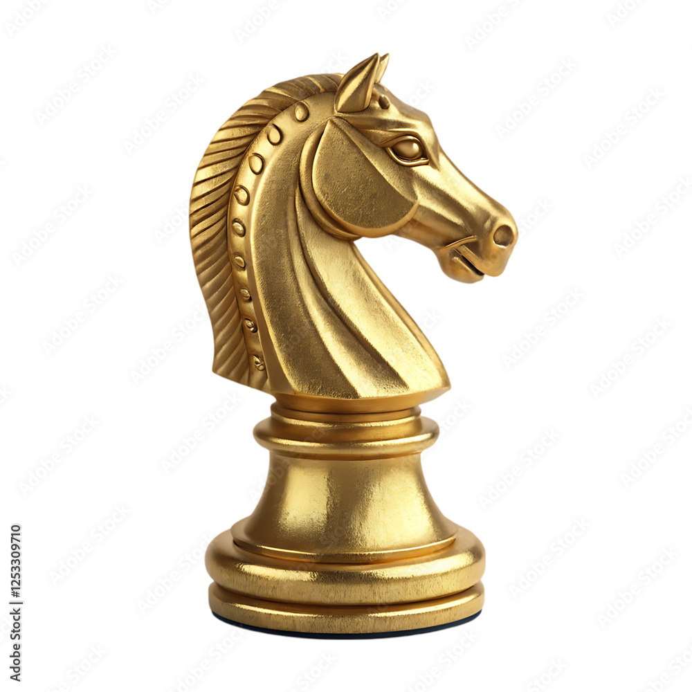 Unique golden knight chess piece illustration isolated on white background. The knight chess piece illustration Unique golden knight chess piece illustration isolated on white background. The knight chess piece illustration