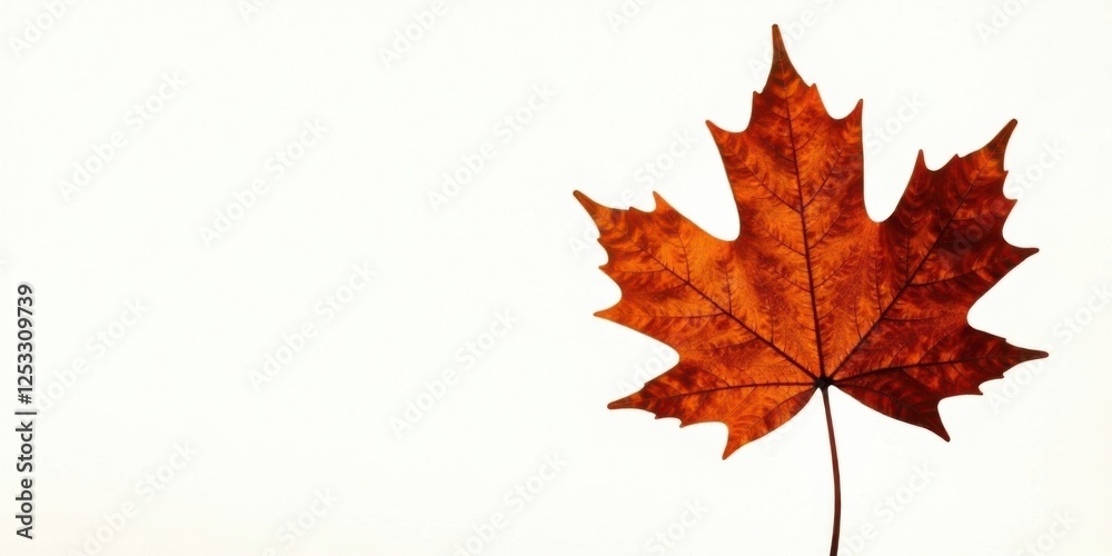 Single Dried Maple Leaf on White Background, Autumn Season Imagery Single Dried Maple Leaf on White Background, Autumn Season Imagery