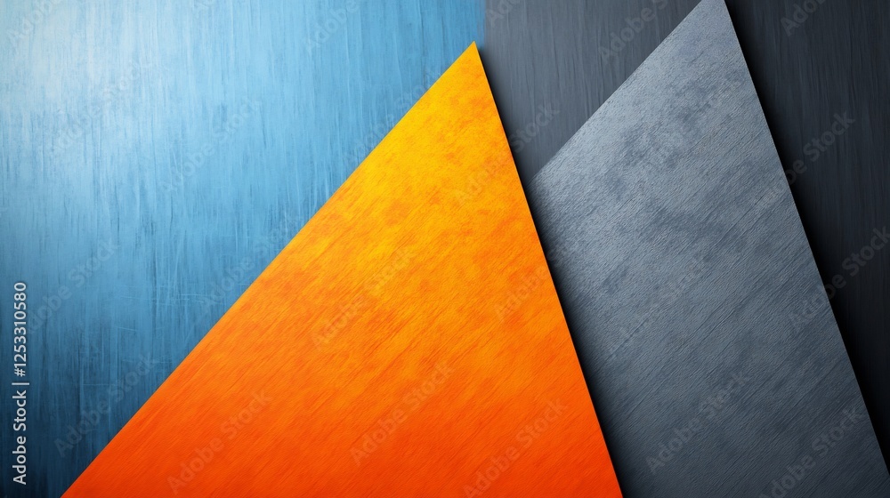 Abstract Geometric Shapes Vivid Orange Blue Gray Tones. AI Generated