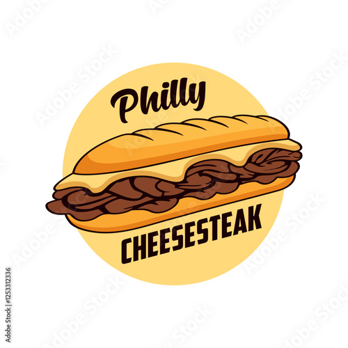 Cheese steak logo vector in circle