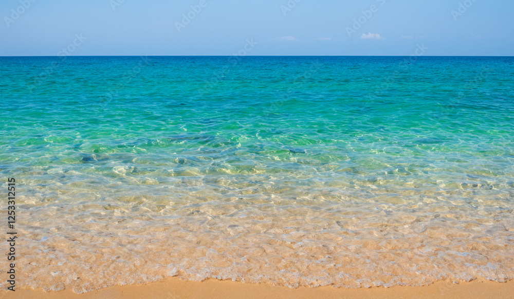 Tropical island sandy beach with turquoise blue water summer background texture web design banner travel holiday destination advertising creativity concept Tropical island sandy beach with turquoise blue water summer background texture web design banner travel holiday destination advertising creativity concept