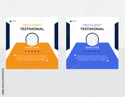 Modern client testimonial  template design with organic shape and two variation color green and blue.