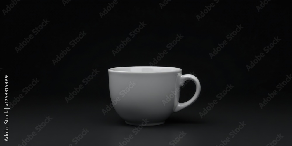 A Simple White Mug on a Dark Surface, Ready for Your Hot Beverage A Simple White Mug on a Dark Surface, Ready for Your Hot Beverage