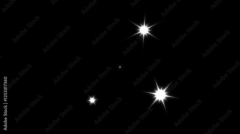 Twinkling Star Animation with 3D Glitter and Optical Flares in Ultra HD
